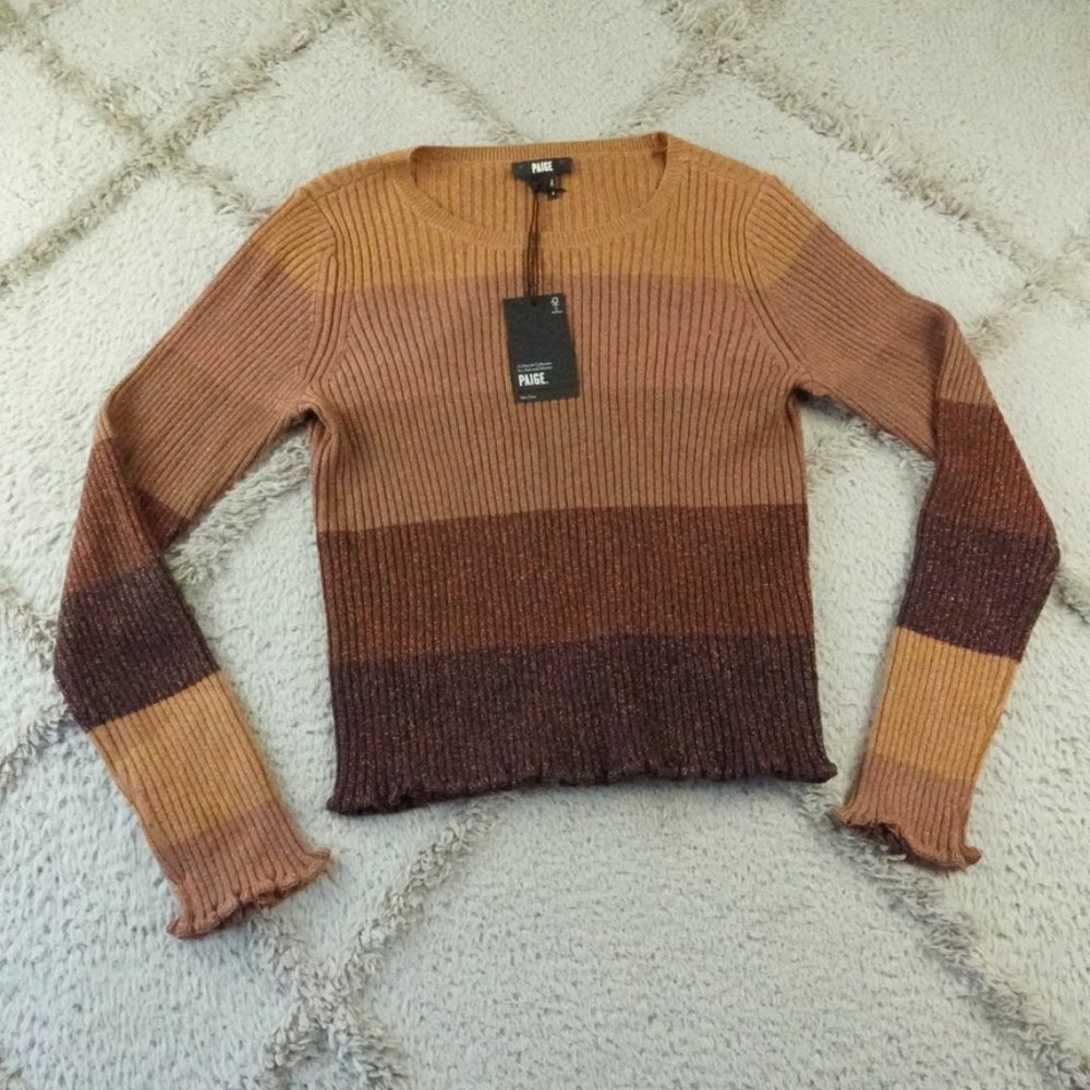 Striped Ribbed Knit Sweater - Brown Multi - Picture 3 of 13